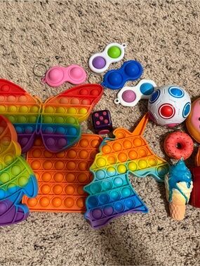 Rainbow Unicorn & Butterfly Pop-It Fidget Toy Set - Multicolor